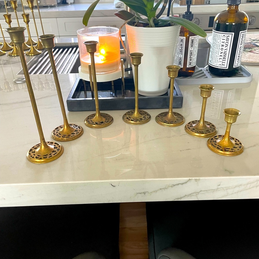 Brass Candle Holders (set of 7)